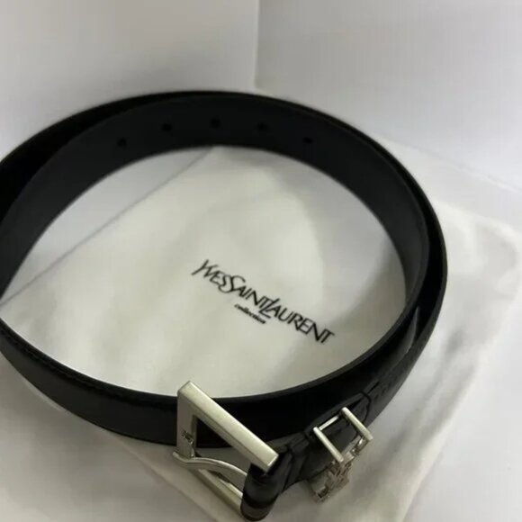 Saint Laurent YSL Black Leather Belt main image 3
